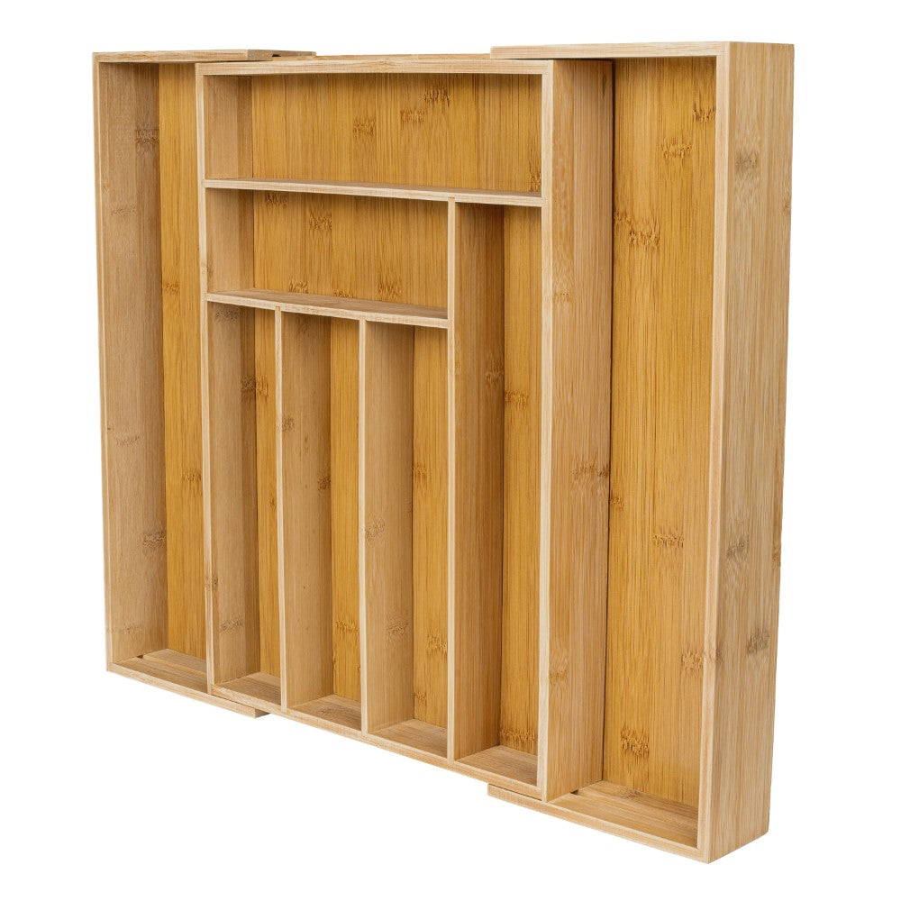 Virella 12.2 in. W x 17 in. D x 2.4 in. H Modern Farmhouse Handcrafted Bamboo Expandable 8-Slot Kitchen Drawer Organizer
