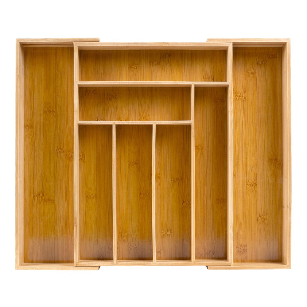Virella 12.2 in. W x 17 in. D x 2.4 in. H Modern Farmhouse Handcrafted Bamboo Expandable 8-Slot Kitchen Drawer Organizer