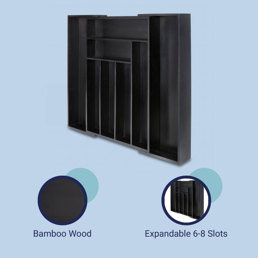 Virella 12.2 in. W x 17 in. D x 2.4 in. H Modern Farmhouse Handcrafted Bamboo Expandable 8-Slot Kitchen Drawer Organizer