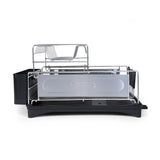 Compact 18.25" 2-Tier Fingerprint-Proof Stainless Steel Dish Drying Rack with Swivel Spout Tray