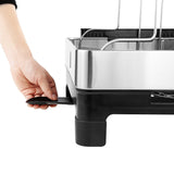 Palazzo 20.75" Fingerprint-Proof Stainless Steel 2-Tier Dish Drying Rack with Swivel Spout Tray - Silver/Black
