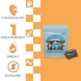 OakTreat Gluten and Grain-Free Omega-3 Single Ingredient Crunchy Dried Cod Skin for Dogs