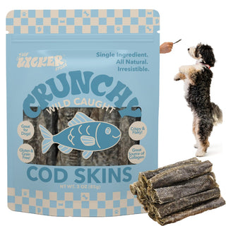 OakTreat Gluten and Grain-Free Omega-3 Single Ingredient Crunchy Dried Cod Skin for Dogs