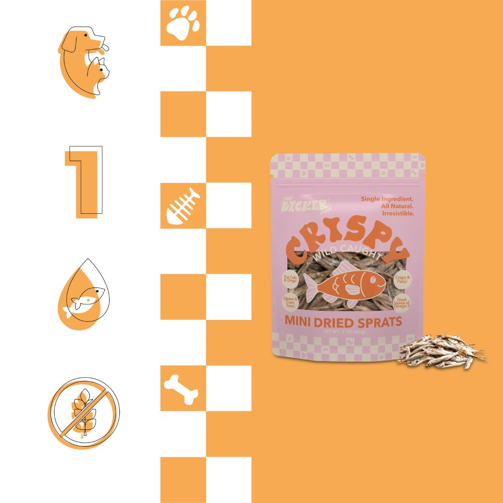 Crunch Gluten and Grain-Free Omega-3 Single Ingredient Crunchy Dried Baltic Sprats for Dogs and Cats
