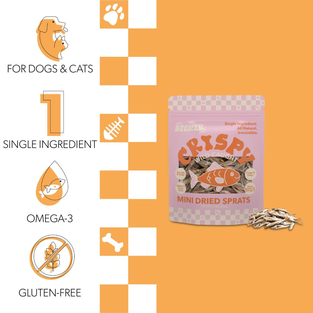 Crunch Gluten and Grain-Free Omega-3 Single Ingredient Crunchy Dried Baltic Sprats for Dogs and Cats