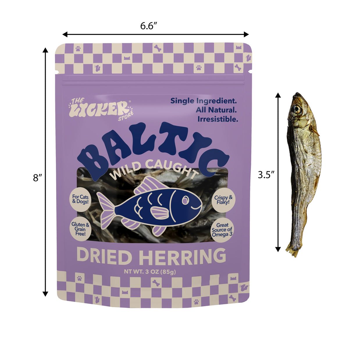 ValleyMunch Gluten and Grain-Free Omega-3 Single Ingredient Crunchy Dried Baltic Sprats for Dogs and Cats