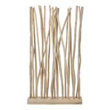 Velmora 39"W x 68"H Coastal Bohemian Handcrafted Teak Branch Single Panel Room Divider
