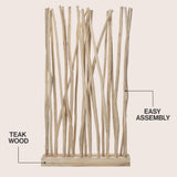 Velmora 39"W x 68"H Coastal Bohemian Handcrafted Teak Branch Single Panel Room Divider
