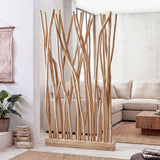 Velmora 39"W x 68"H Coastal Bohemian Handcrafted Teak Branch Single Panel Room Divider