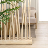 Velmora 39"W x 68"H Coastal Bohemian Handcrafted Teak Branch Single Panel Room Divider