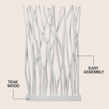 Velmora 39"W x 68"H Coastal Bohemian Handcrafted Teak Branch Single Panel Room Divider