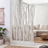 Velmora 39"W x 68"H Coastal Bohemian Handcrafted Teak Branch Single Panel Room Divider