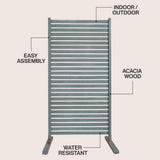 Arcelon 36"W x 74"H Coastal Transitional Acacia Wood Slat Indoor/Outdoor Single Panel Room Divider