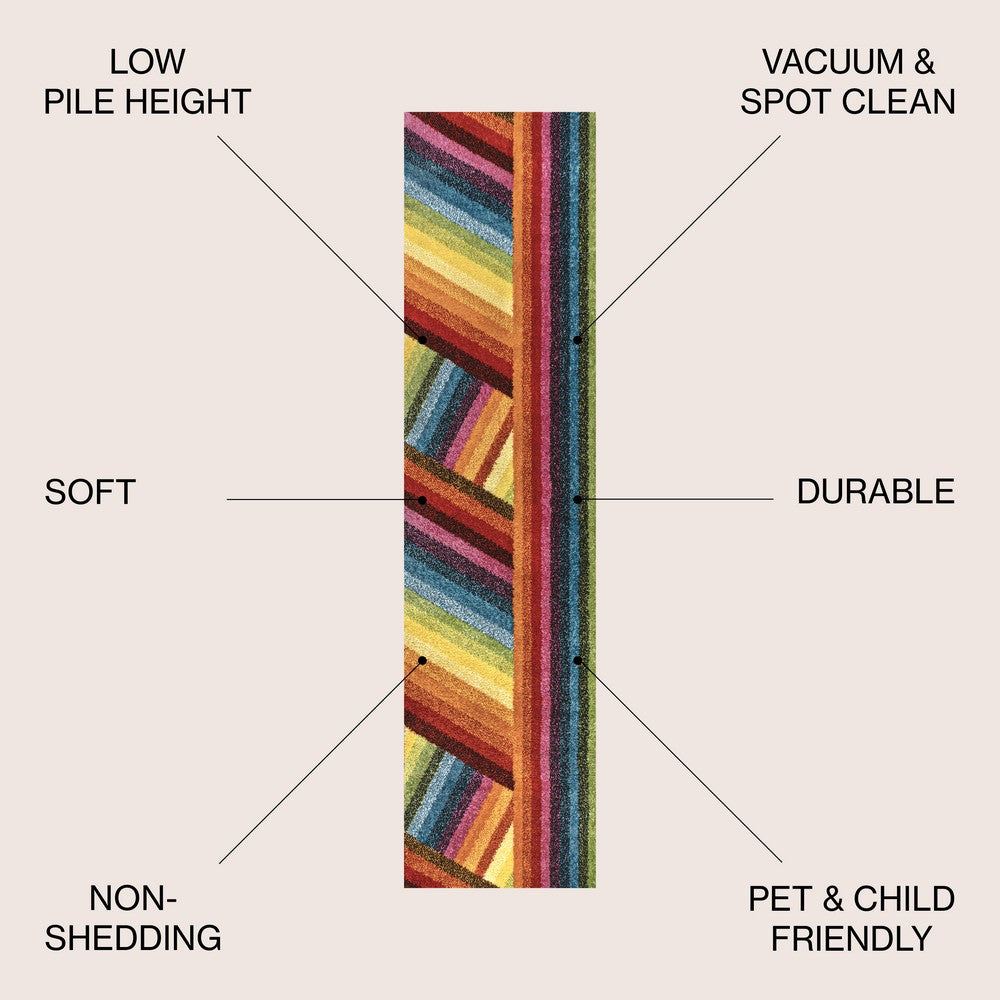 Naz Rainbow Contemporary Stripe Area Rug