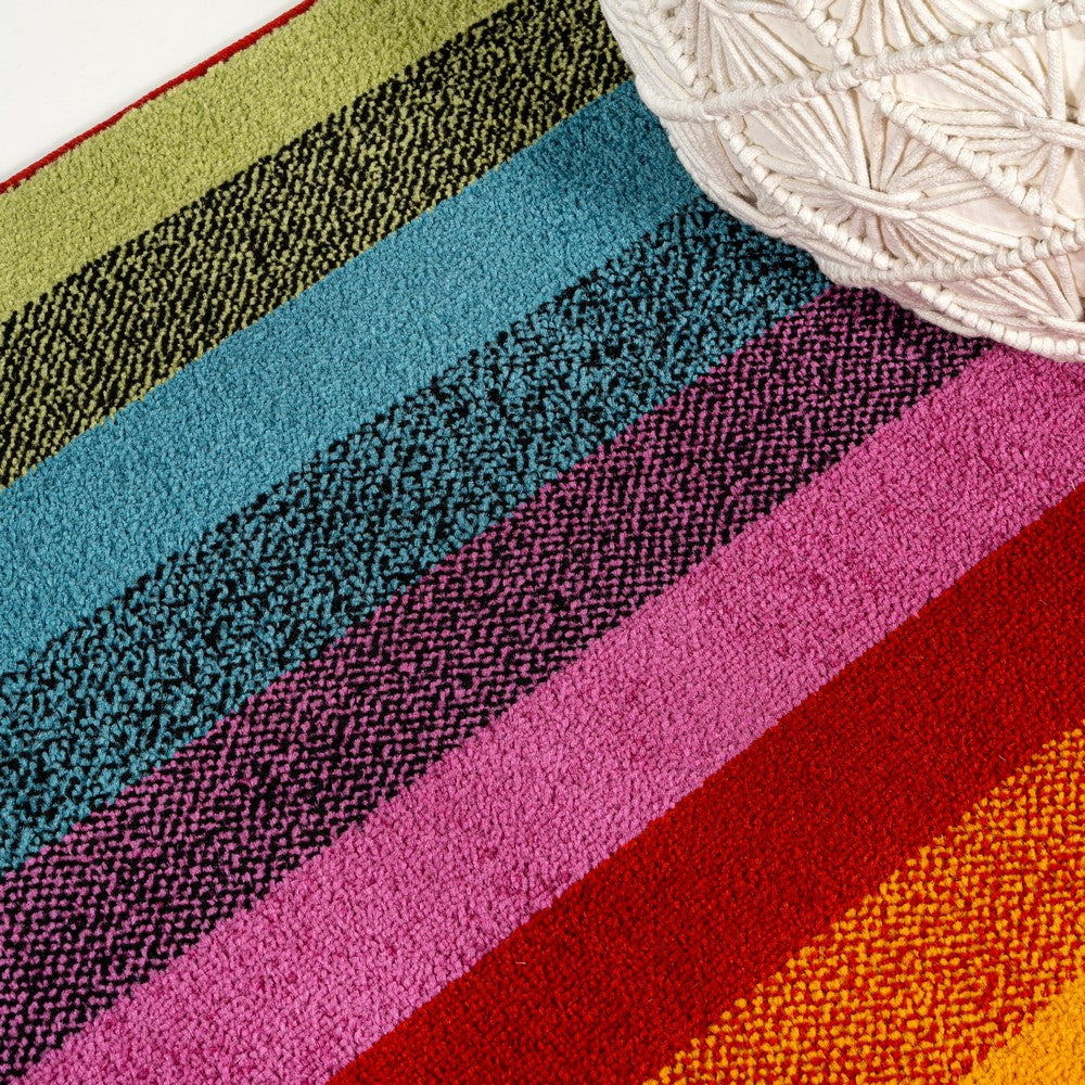 Naz Rainbow Contemporary Stripe Area Rug