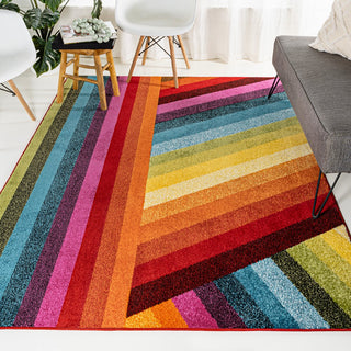 Naz Rainbow Contemporary Stripe Area Rug