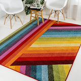 Naz Rainbow Contemporary Stripe Area Rug