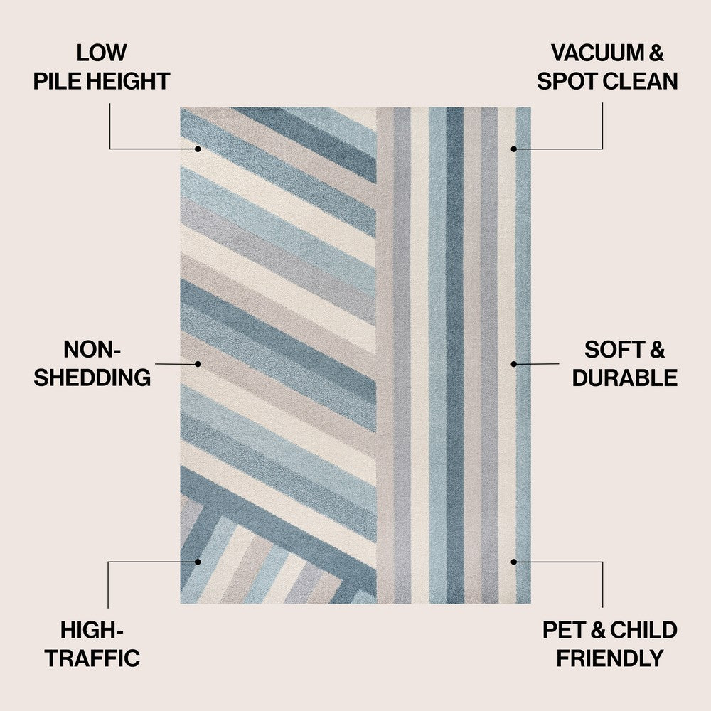 Naz Rainbow Contemporary Stripe Area Rug