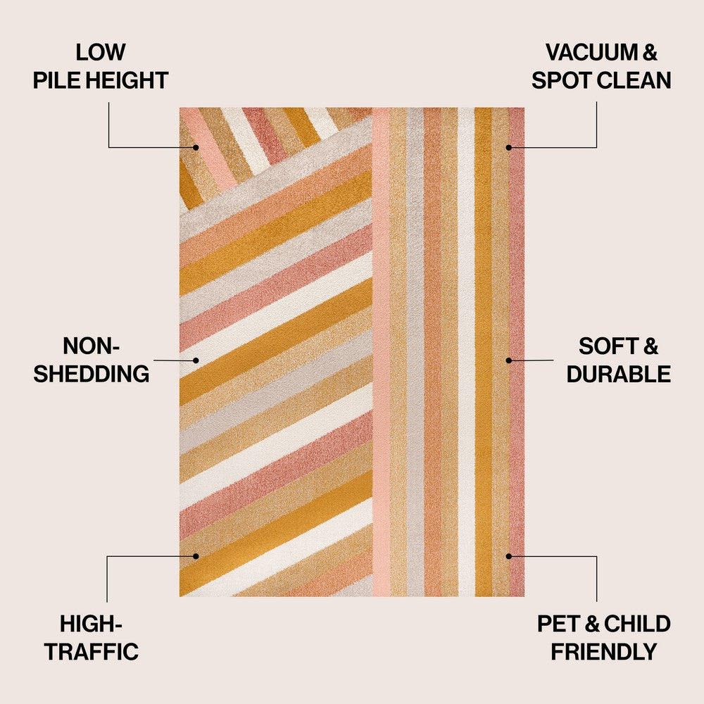 Naz Rainbow Contemporary Stripe Area Rug