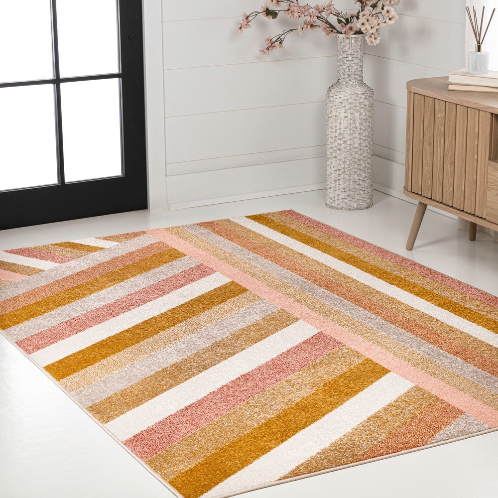 Naz Rainbow Contemporary Stripe Area Rug