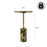 Bay 23.5" Contemporary Glam Metal/Resin Faux Stone Round End Table