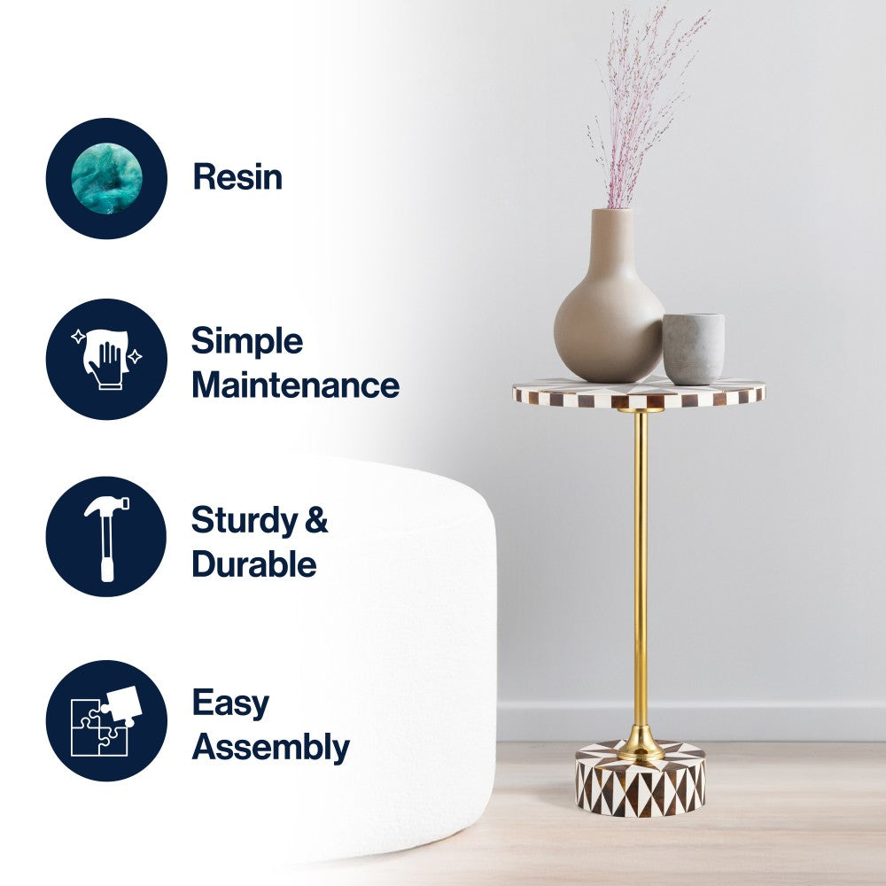 Bramble 23.5" Contemporary Minimalist Metal/Resin Round End Table