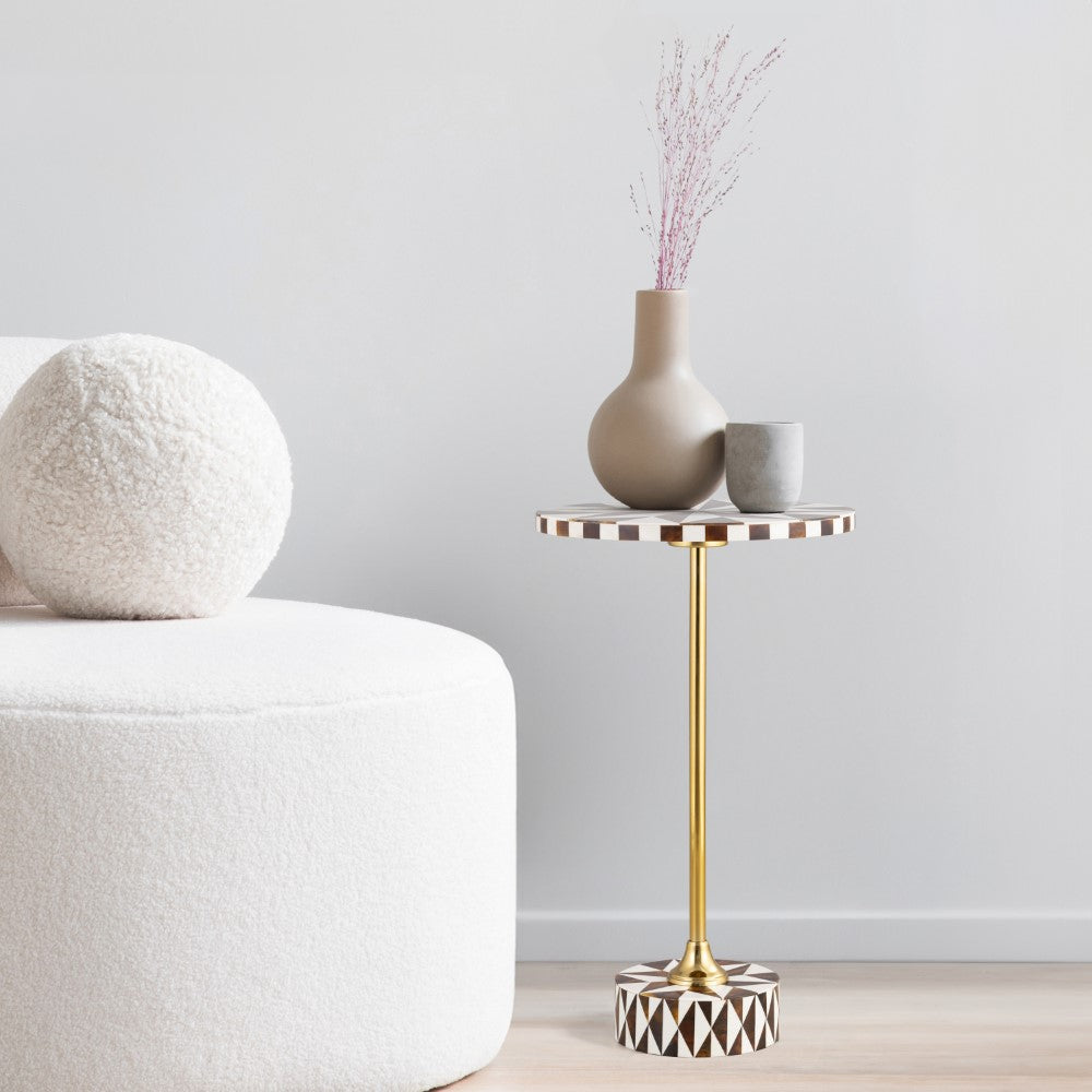 Bramble 23.5" Contemporary Minimalist Metal/Resin Round End Table