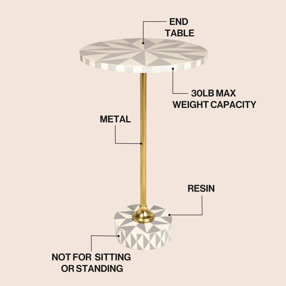 Bramble 23.5" Contemporary Minimalist Metal/Resin Round End Table