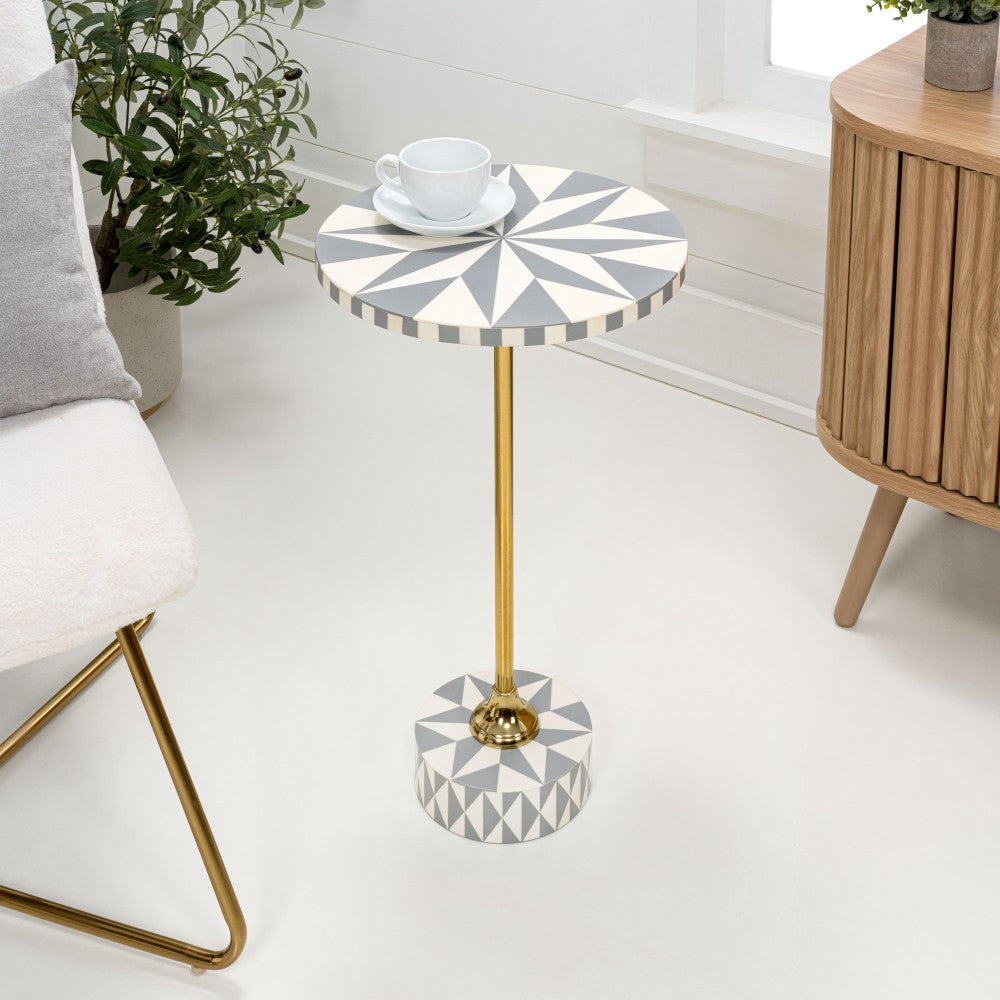 Bramble 23.5" Contemporary Minimalist Metal/Resin Round End Table