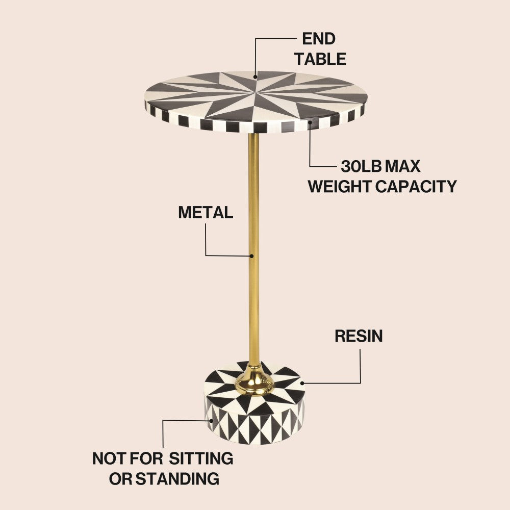 Bramble 23.5" Contemporary Minimalist Metal/Resin Round End Table