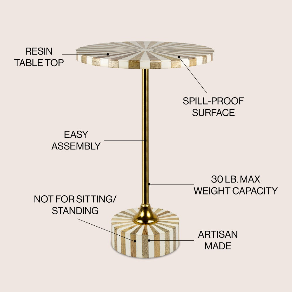 Skyler 23.5" Contemporary Minimalist Metal/Resin Round End Table