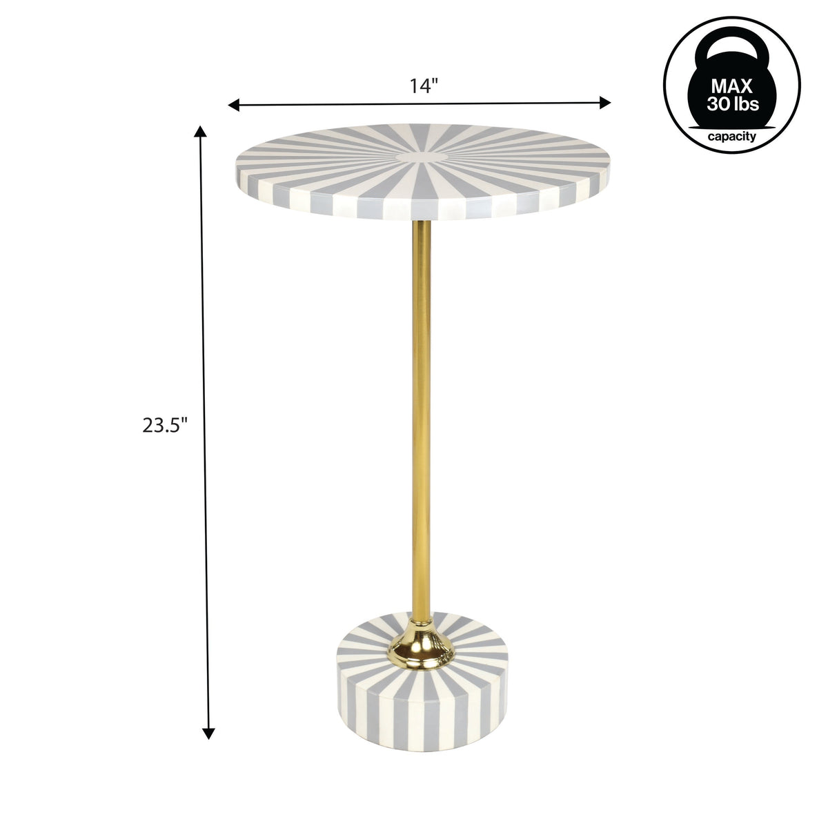 Skyler 23.5" Contemporary Minimalist Metal/Resin Round End Table