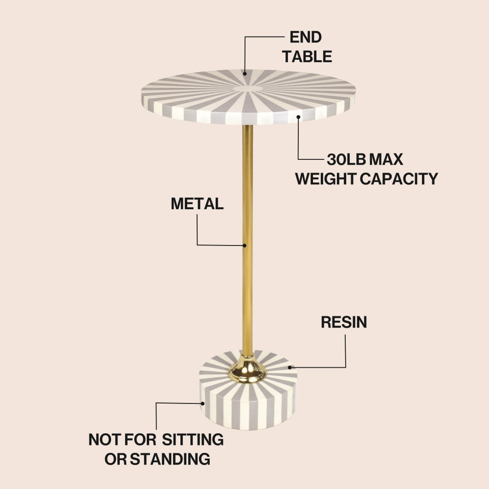 Skyler 23.5" Contemporary Minimalist Metal/Resin Round End Table