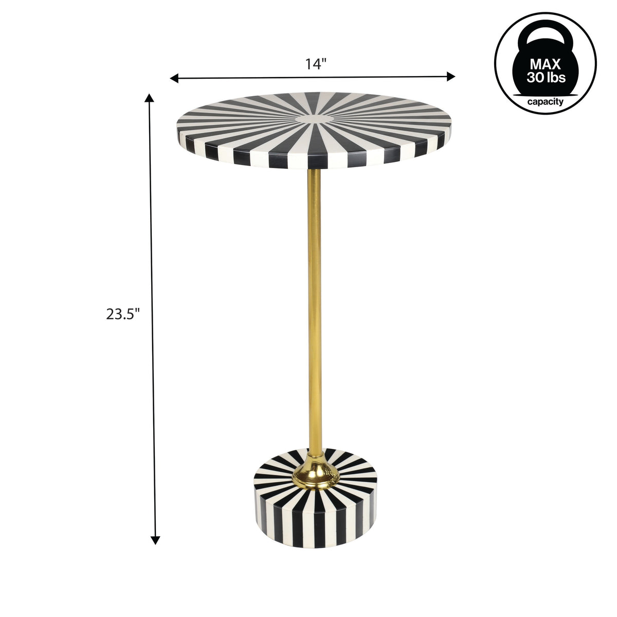 Skyler 23.5" Contemporary Minimalist Metal/Resin Round End Table