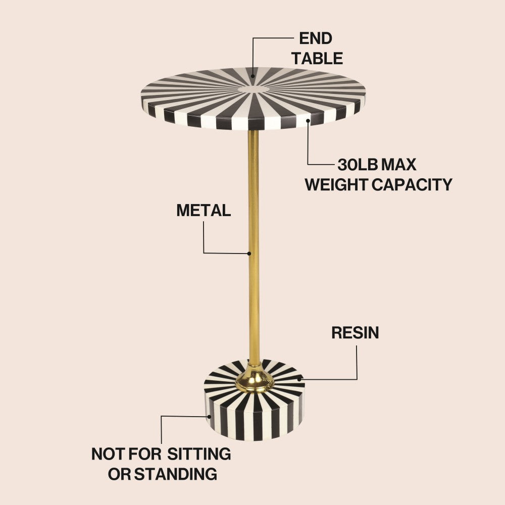 Skyler 23.5" Contemporary Minimalist Metal/Resin Round End Table