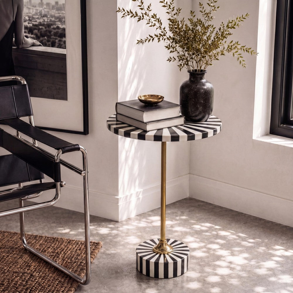 Skyler 23.5" Contemporary Minimalist Metal/Resin Round End Table