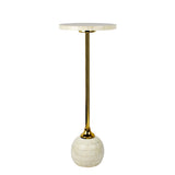 Stone 26" Modern Glam Metal/Resin Mosaic Pedestal Drink Table