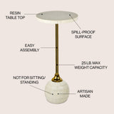 Stone 26" Modern Glam Metal/Resin Mosaic Pedestal Drink Table