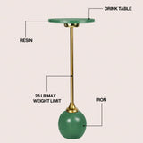 Stone 26" Modern Glam Metal/Resin Mosaic Pedestal Drink Table
