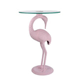 Aster 25" Classic Mid-Century Glass Top Flamingo End Table