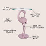 Aster 25" Classic Mid-Century Glass Top Flamingo End Table