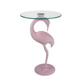 Aster 25" Classic Mid-Century Glass Top Flamingo End Table