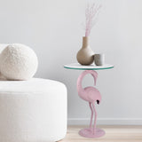 Aster 25" Classic Mid-Century Glass Top Flamingo End Table