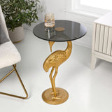 Aster 25" Classic Mid-Century Glass Top Flamingo End Table