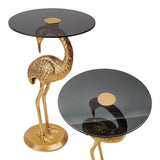 Aster 25" Classic Mid-Century Glass Top Flamingo End Table