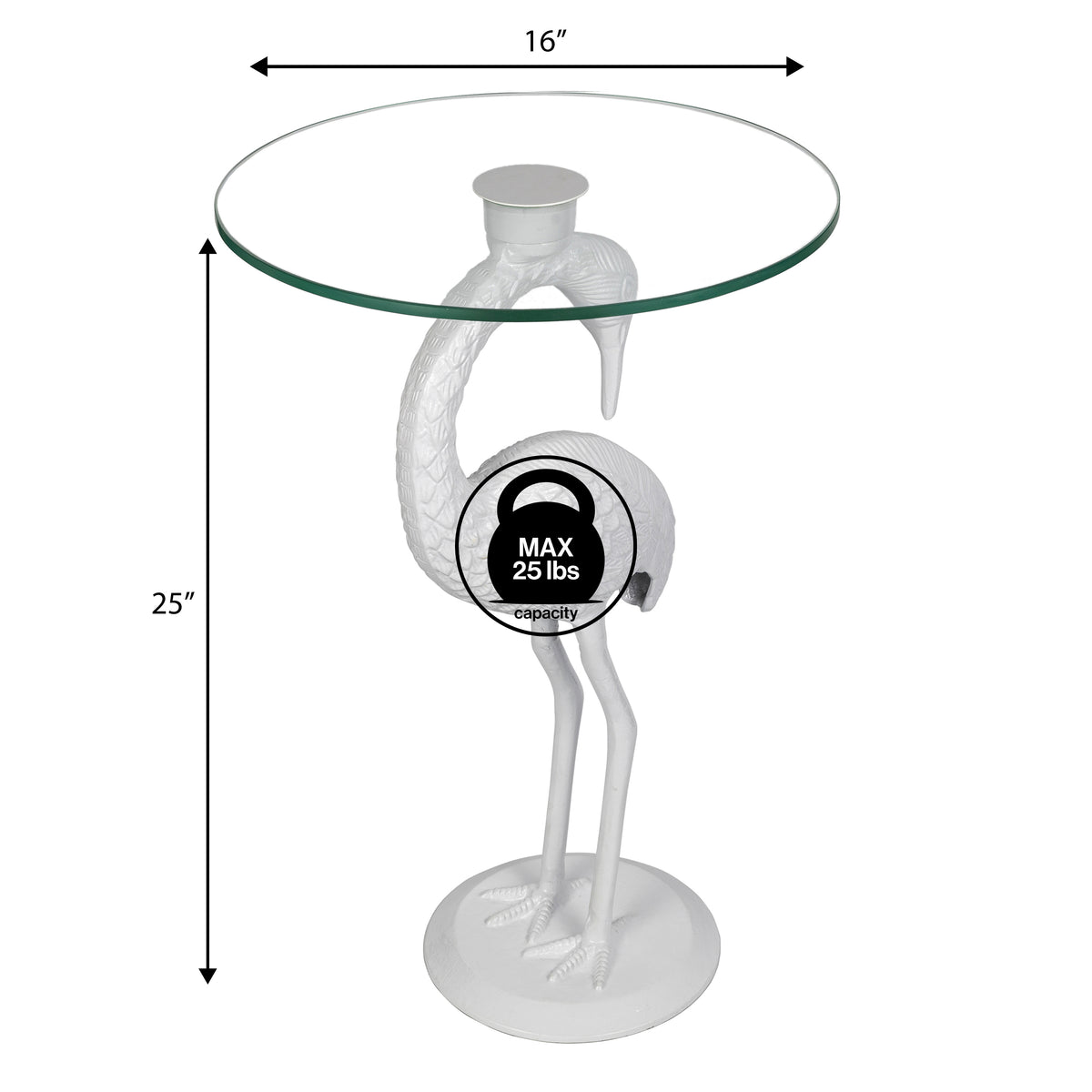 Aster 25" Classic Mid-Century Glass Top Flamingo End Table