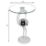 Aster 25" Classic Mid-Century Glass Top Flamingo End Table