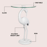 Aster 25" Classic Mid-Century Glass Top Flamingo End Table
