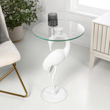 Aster 25" Classic Mid-Century Glass Top Flamingo End Table