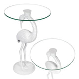 Aster 25" Classic Mid-Century Glass Top Flamingo End Table